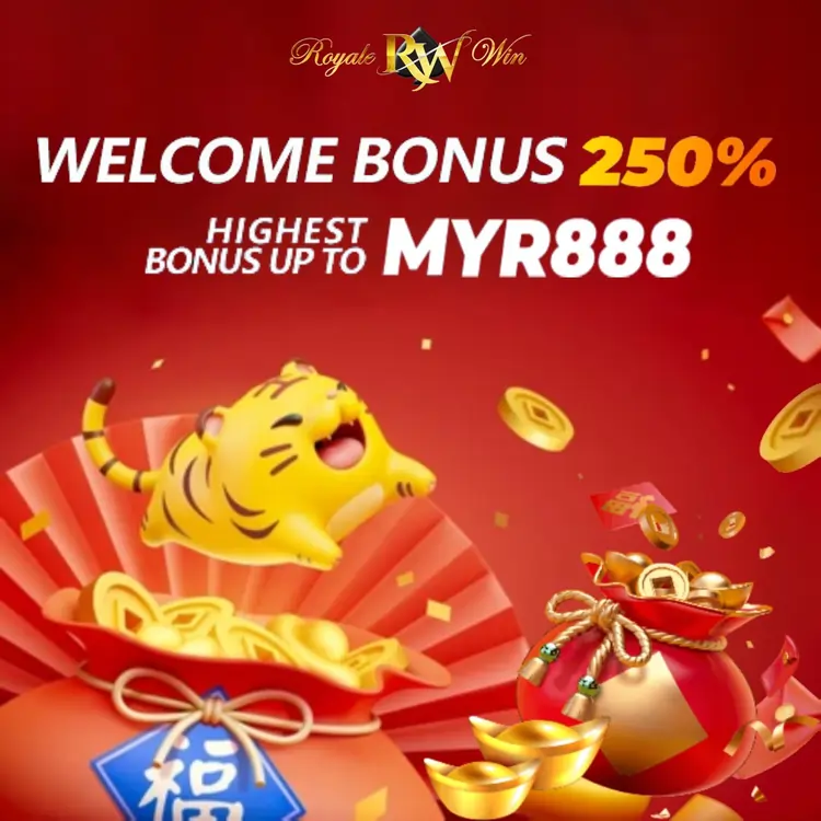 Royale Win Online Casino Best Welcome Bonus 2025 Promotional Banner with Gold Coins and Casino Elements