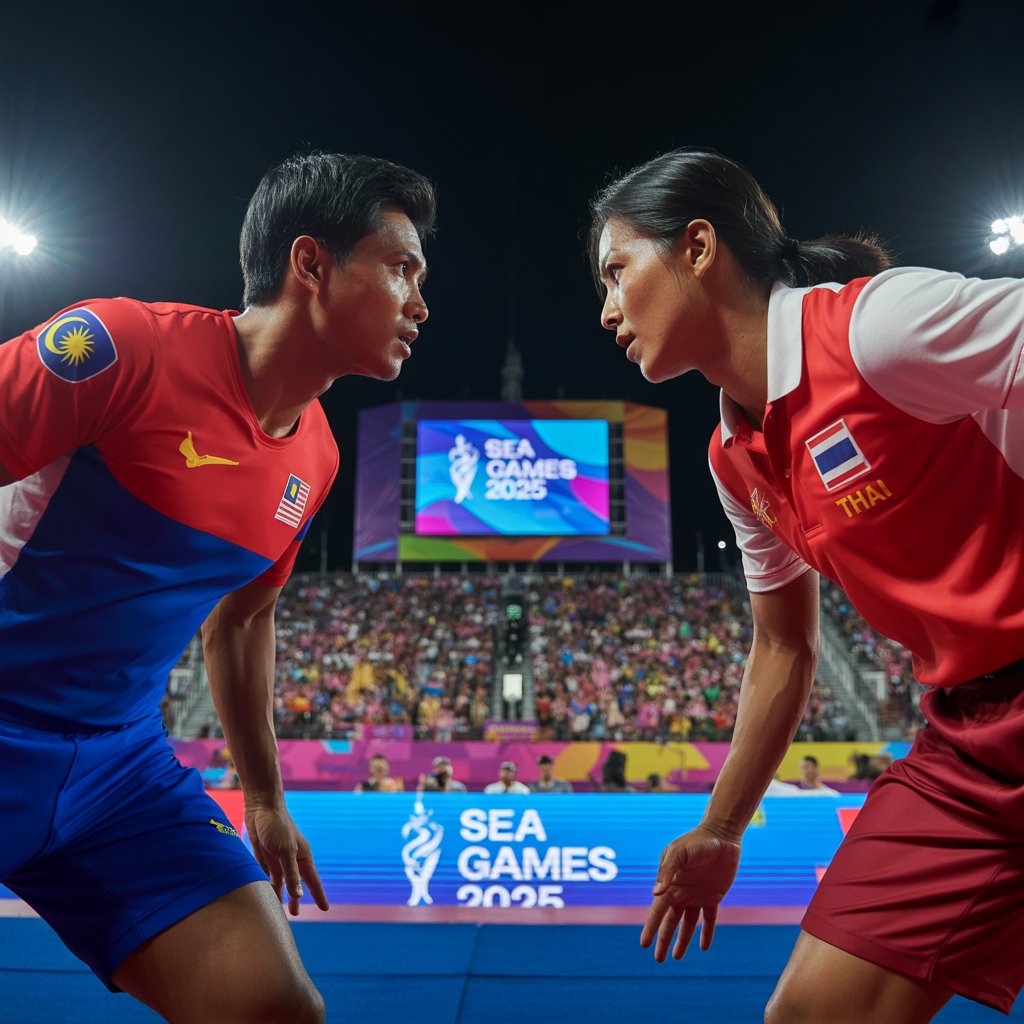Malaysia vs Thailand football match at SEA Games stadium