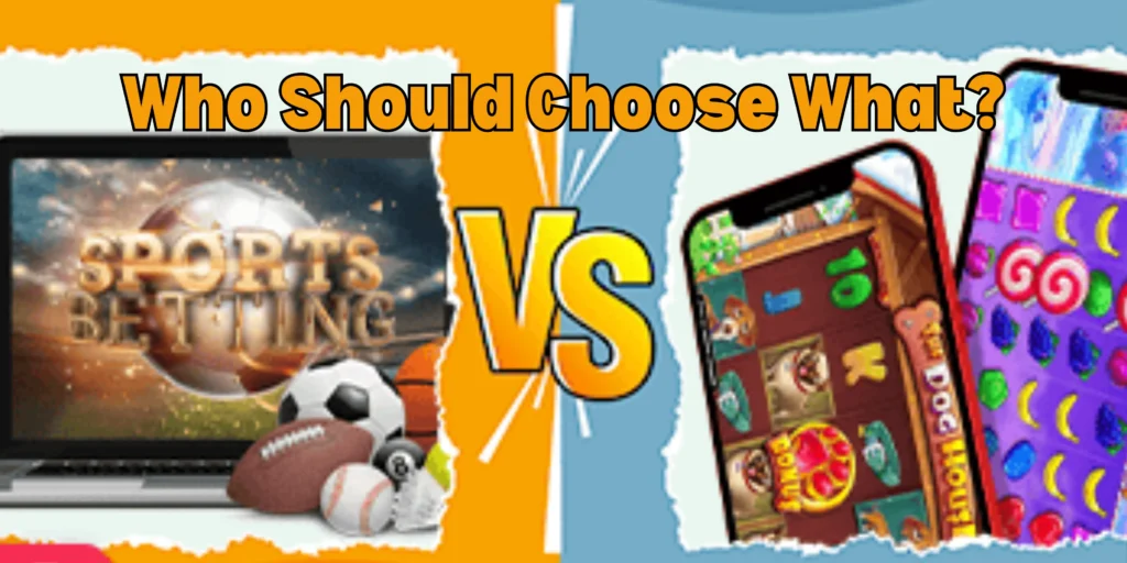 Sports betting vs. slot overview showing player control and game randomness