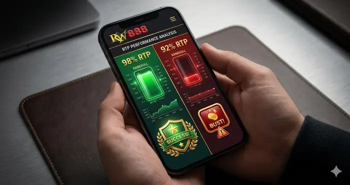 Infographic comparing bankroll longevity using a high RTP wagering strategy Malaysia versus low RTP casino games.